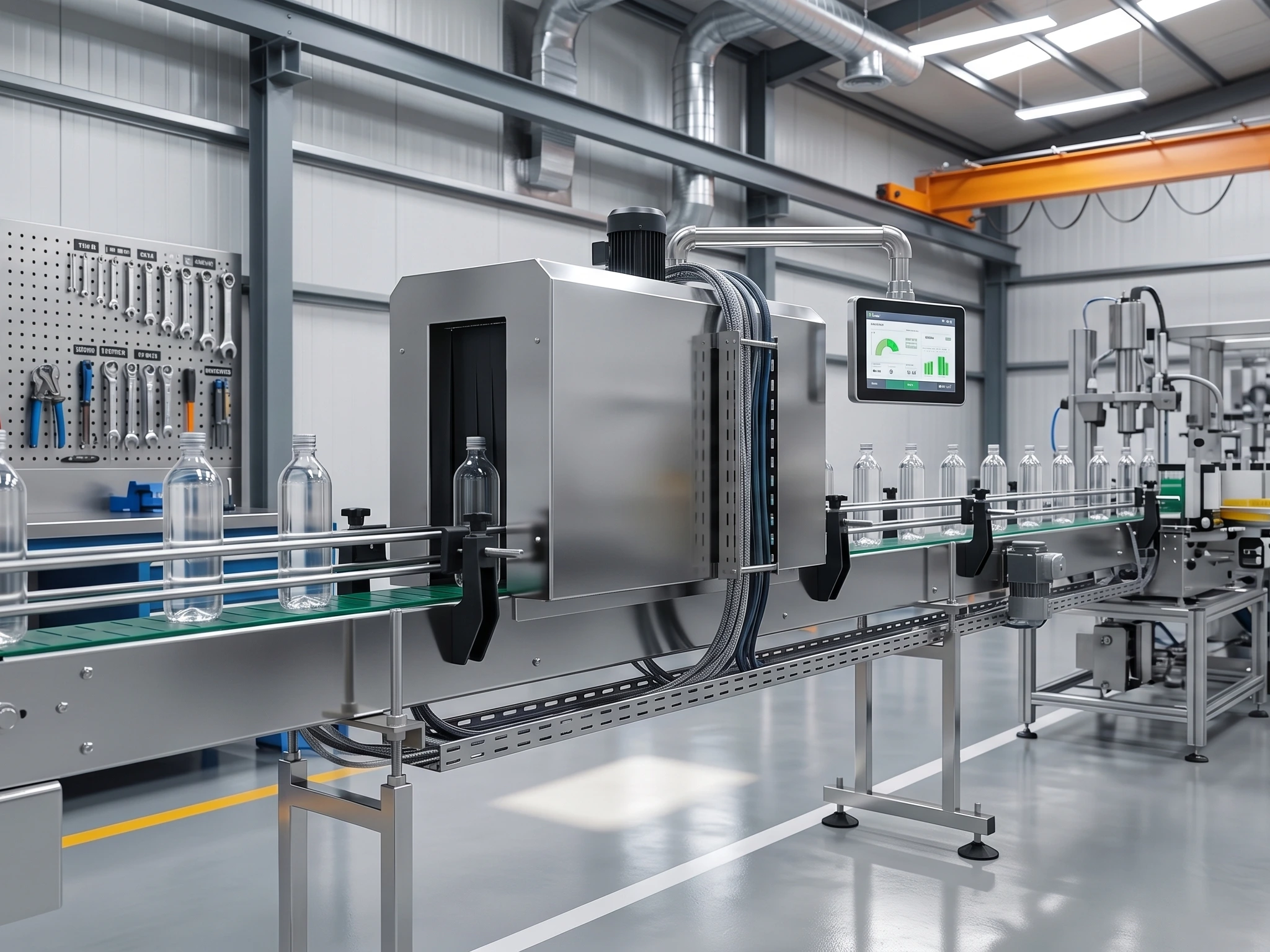 Conveyor Belt for beverage plant, suitable for Rinsing, Brushing, filling and packaging