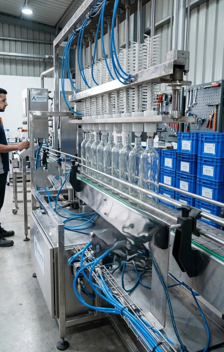 Designer observing Linear production machine at mallikarjuna and company